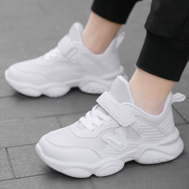 Marca de moda para niños, zapatos deportivos transpirables de malla blanca pequeña para primavera y otoño, nuevos informales y versátiles_voghion.com