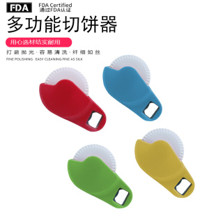 Plastic handle pizza cutter pizza shovel tool suit baking tool with bottle opener pizza roller knife pizza knife