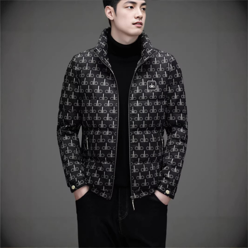 Men's down Jacket Winter New Style Stand Collar Digital Print Casual Warm 90 White Duck down Coat for Men