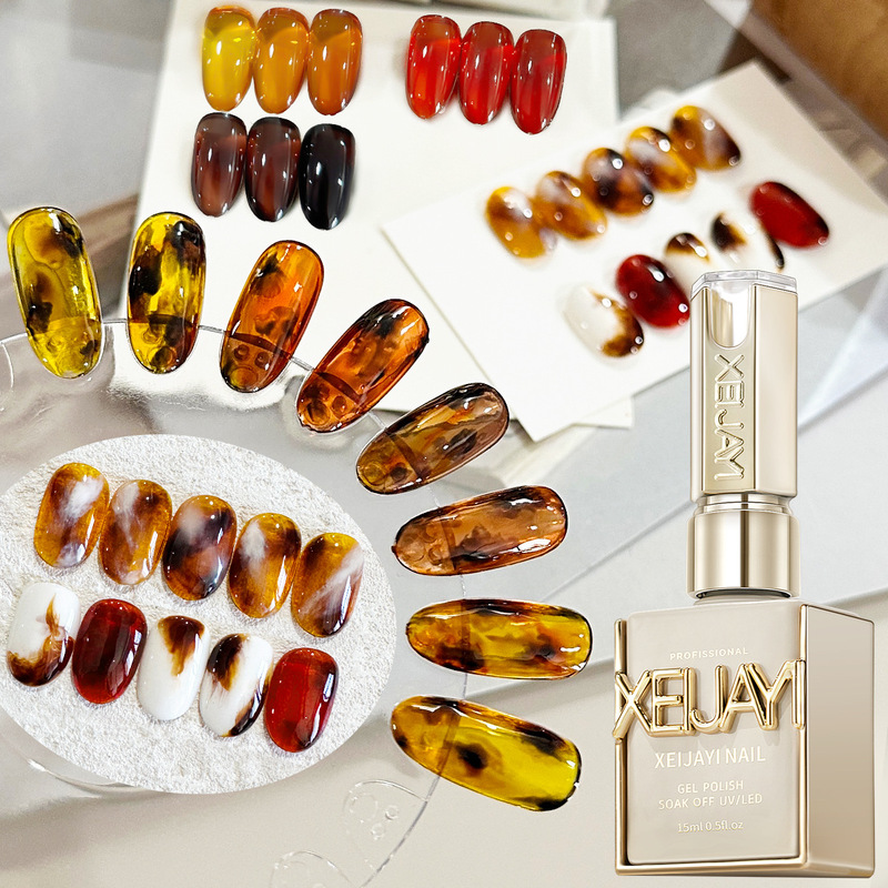 Amber hawksbill semi-transparent color nail polish 2024 new ice transparent caramel tea brown nail shop fashion color wholesale Amber hawksbill semi-transparent color nail polish 2024 new ice transparent caramel tea brown nail shop fashion color wholesale