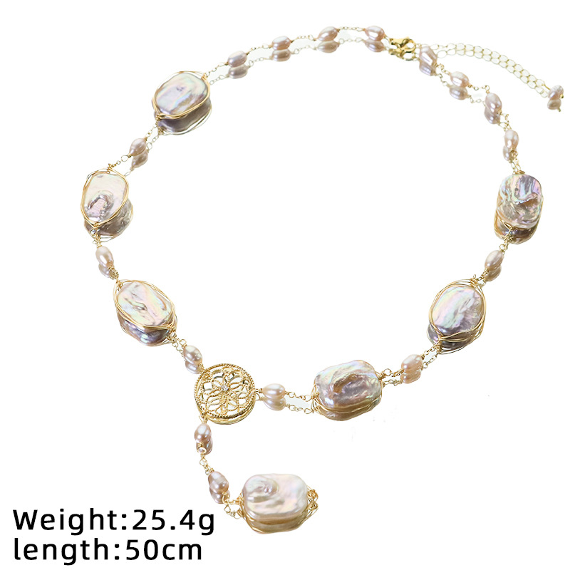 Diseño original púrpura barroco suéter de perlas collar de lujo ligero hecho a mano alta sensación de moda collar de collar versátil image 5