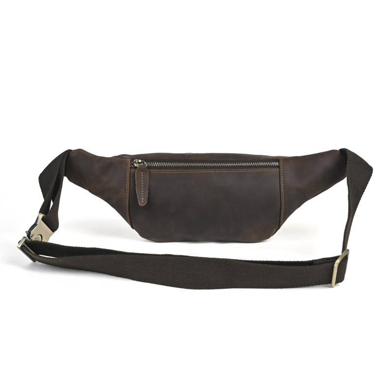 Bolso de la cintura de cuero de Caballo Loco de los hombres retro hecho a mano primera capa de piel de vaca bolsa de mensajero de cuero genuino al aire libre coreano deportes de equitación bolso de los hombres