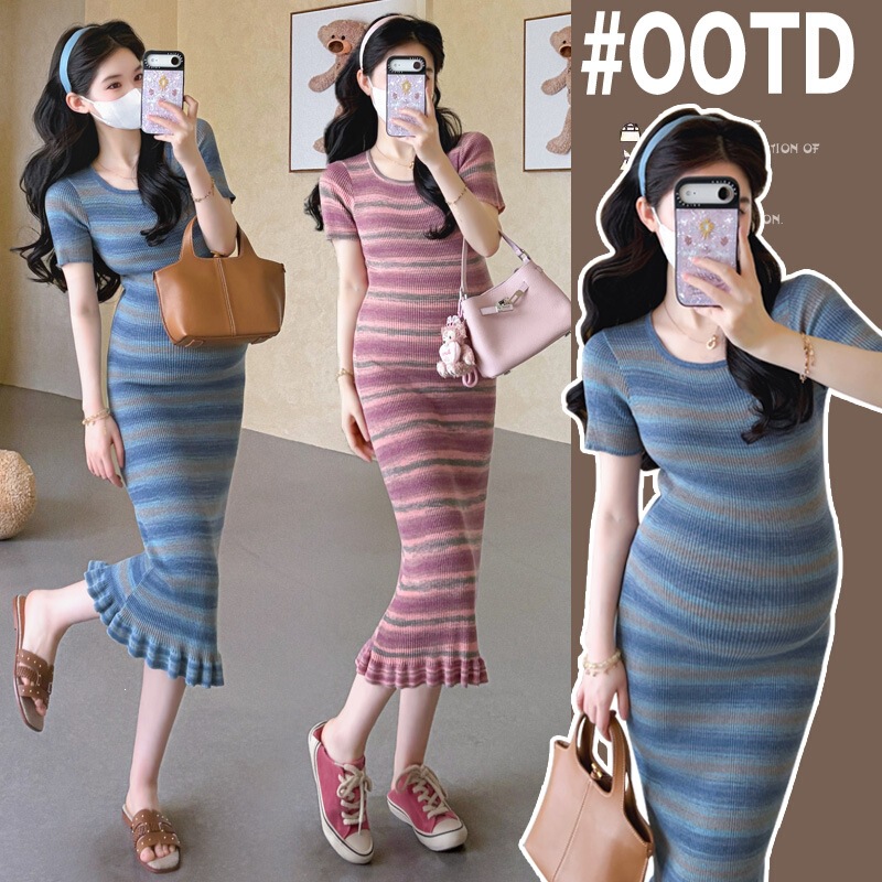 2026 New Style Maternity Summer Dress Slim Fit Knitted Maternity Dress Korean Style Sexy Maternity Fishtail Dress 2026 New Style Maternity Summer Dress Slim Fit Knitted Maternity Dress Korean Style Sexy Maternity Fishtail Dress