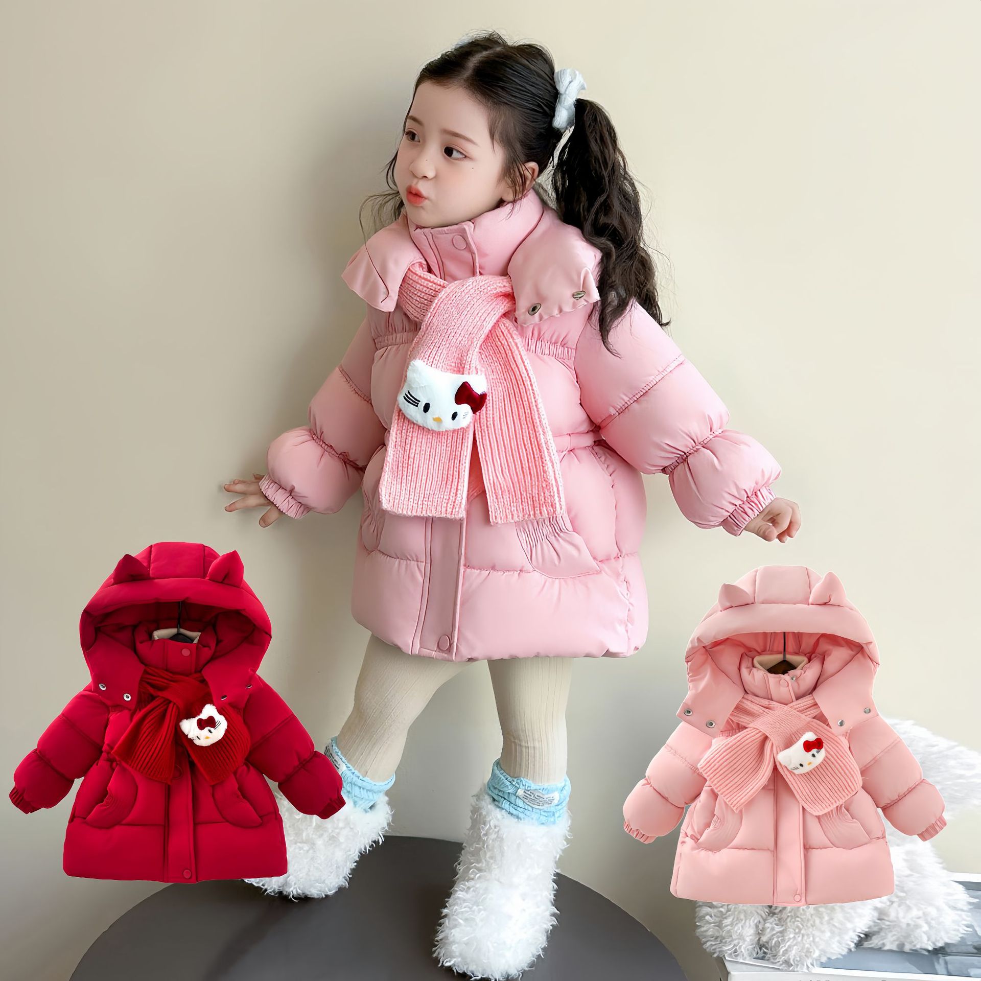 女童新款冬装2025新款加厚棉服棉衣儿童洋气加绒外套棉袄防寒外套