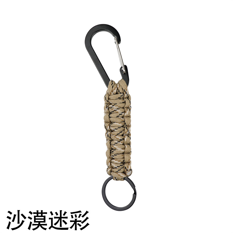 Llavero tejido mosquetón de aleación de aluminio tejido a mano Llavero mosquetón colgante rápido negro