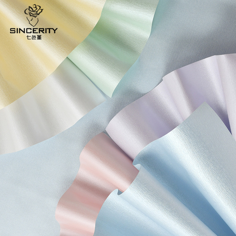 Papel de embalaje de alta calidad de seda de satén de siete colores, engrosamiento de bricolaje, florería hecha a mano, embalaje de suministros florales