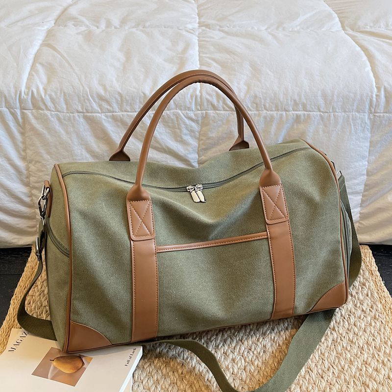 Cross-Border Travel Hand Luggage Bag for Women, Large-Capacity Outdoor Sports Fitness Bag for Men, Retro Canvas Short-Distance Travel Bag