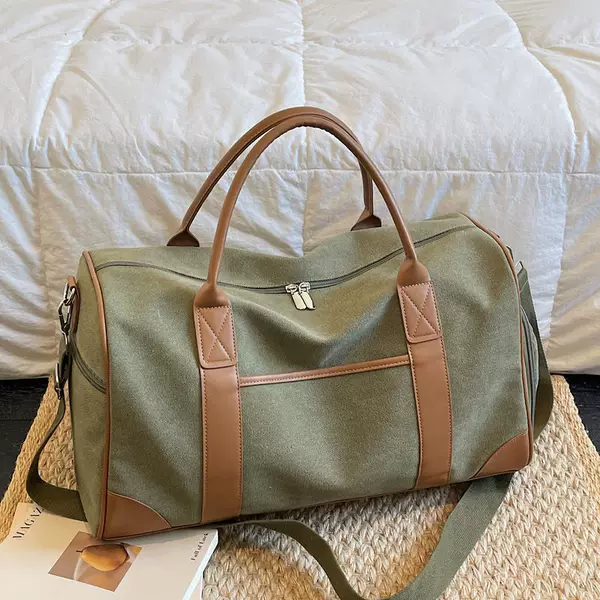 Cross-Border Travel Hand Luggage Bag for Women, Large-Capacity Outdoor Sports Fitness Bag for Men, Retro Canvas Short-Distance Travel Bag