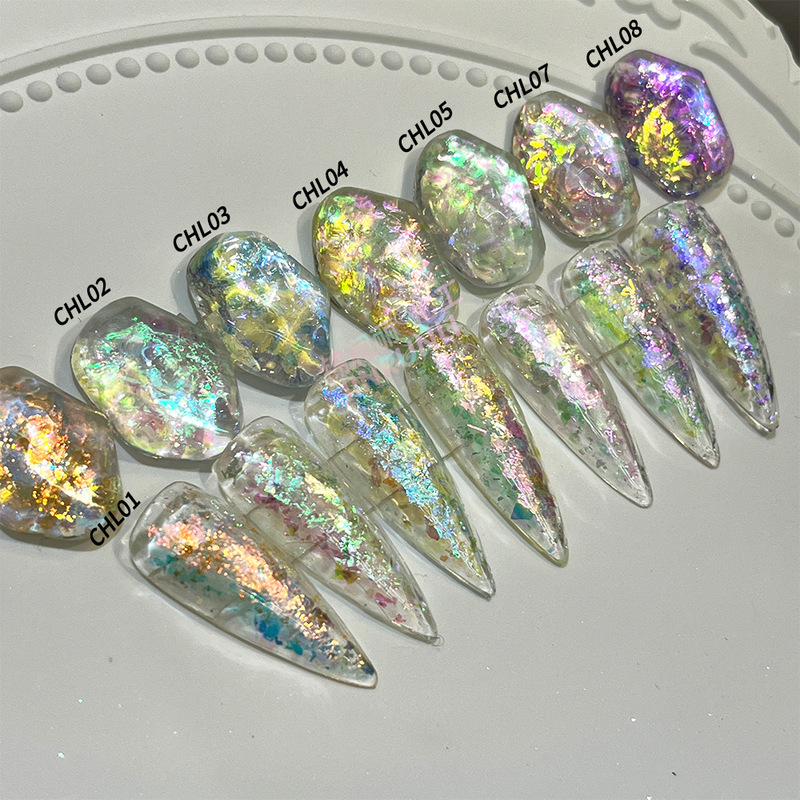 Transparent Flash Brocade Powder Opal Foil Nail Art Star Galaxy Chameleon Lightweight Polarized Cosmetic Grade Coarse Film