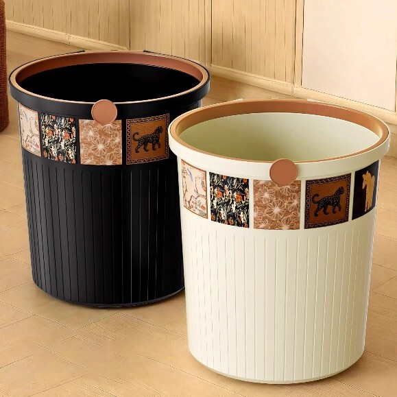 Household Trash Can for Living Room, Bedroom, Bathroom, Light Luxury, High Aesthetic Value, 2025 New Model, Mid-Century Style, French Retro Wastebasket Household Trash Can for Living Room, Bedroom, Bathroom, Light Luxury, High Aesthetic Value, 2025 New Model, Mid-Century Style, French Retro Wastebasket