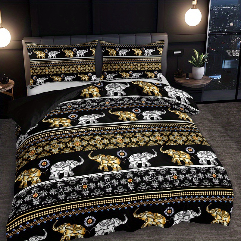 TEMU / JIT abrasión impresión digital rosa roja elefante mariposa suave quilt kit fabricante de origen transfronterizo