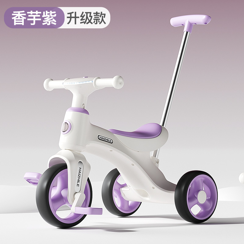 Triciclo y Carrito Paseador Infantil 3 en 1 para 1 a 4 Años de Plástico, con Luces y Música