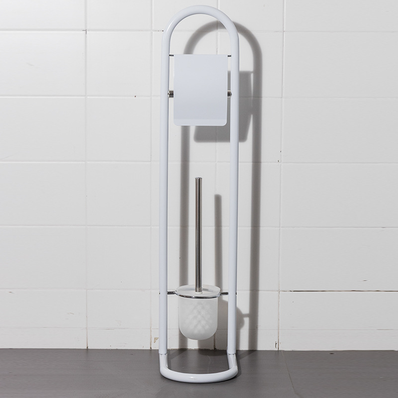Estante de limpieza de piso móvil, soporte de papel higiénico, cepillo de inodoro, soporte de toallas de papel de acero inoxidable integrado, sin perforación, comercio exterior