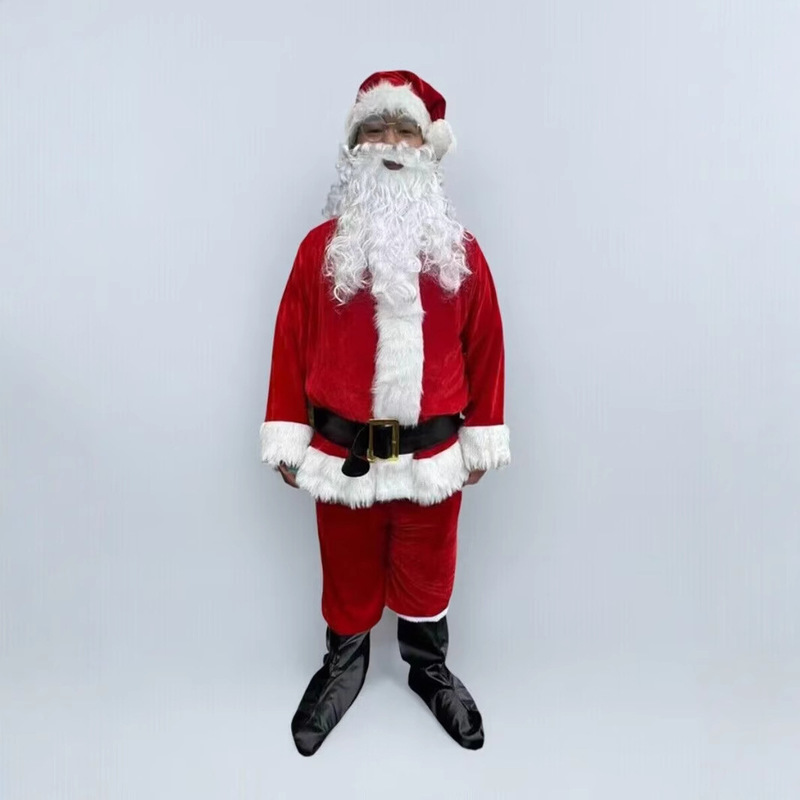 Cross-Border High-End Men's and Women's Clothing Sets, Festive Blessing Costumes, Cosplay Gold-Threaded Crystal Velvet Christmas Outfits