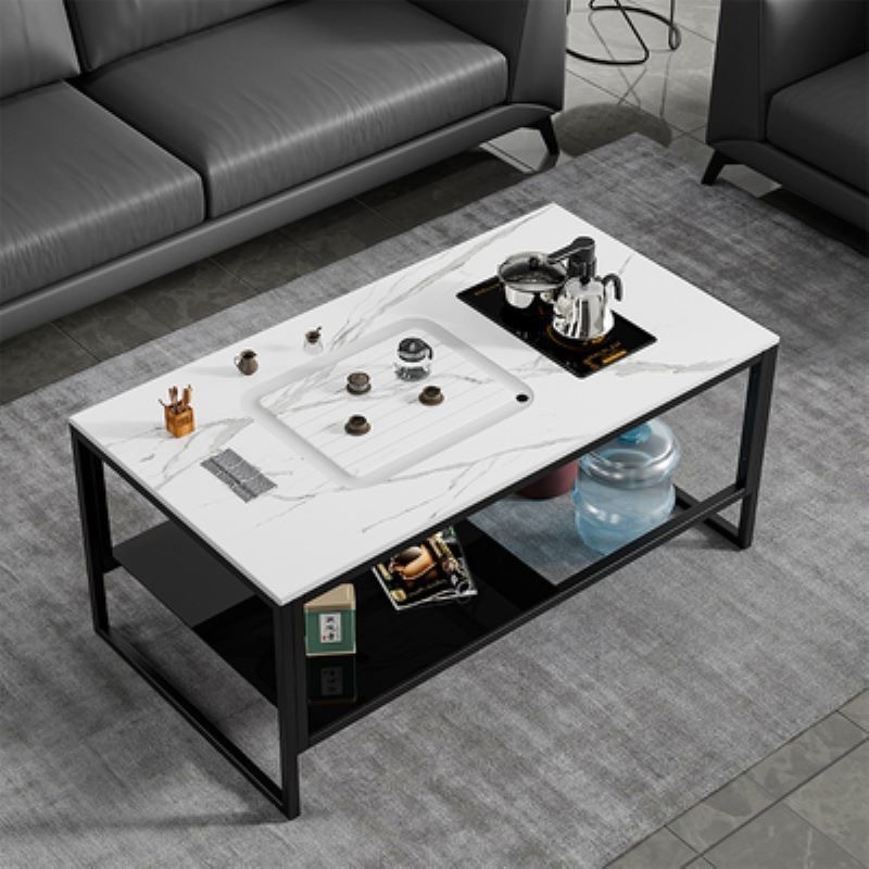 Mesa de té de piedra de fuego tabla de roca kung fu mesa de té de oficina sala de recepción comercial moderna combinación de mesa de té de piedra volcánica de hierro forjado
