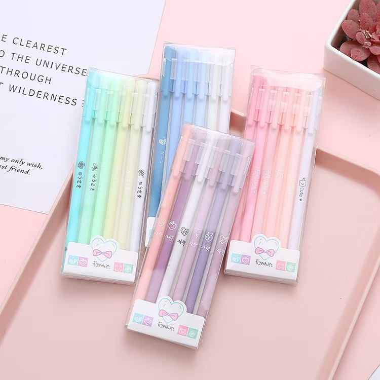 Korean Creative Homecoming Gel Pen Morandi Student Stationery Brush Pen Simple Text Control suit Sign Pen