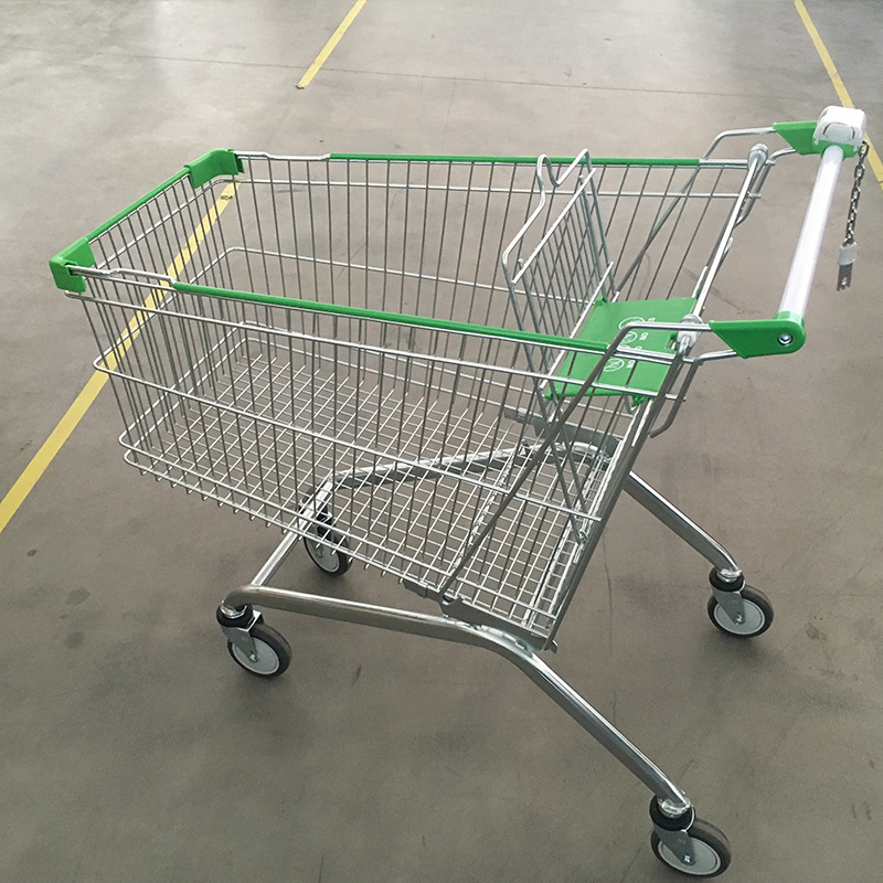 Carrito de Compras de Supermercado Estilo Europeo de 180L de Acero, para Supermercado y Almacén