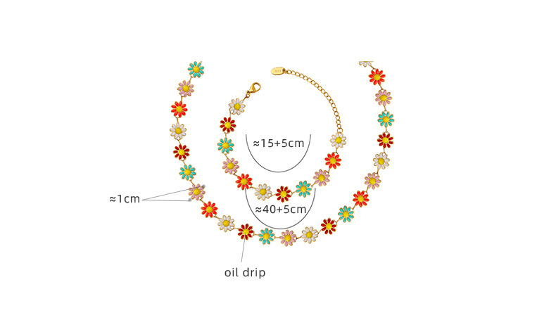 Bohemian Flower Titanium Steel Enamel Womenu0027S Bracelets Necklace