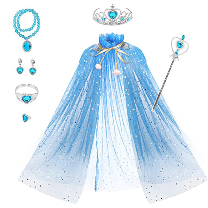 Los niños de hielo y nieve corona varita mágica collar velo pulsera anillo pendientes princesa traje