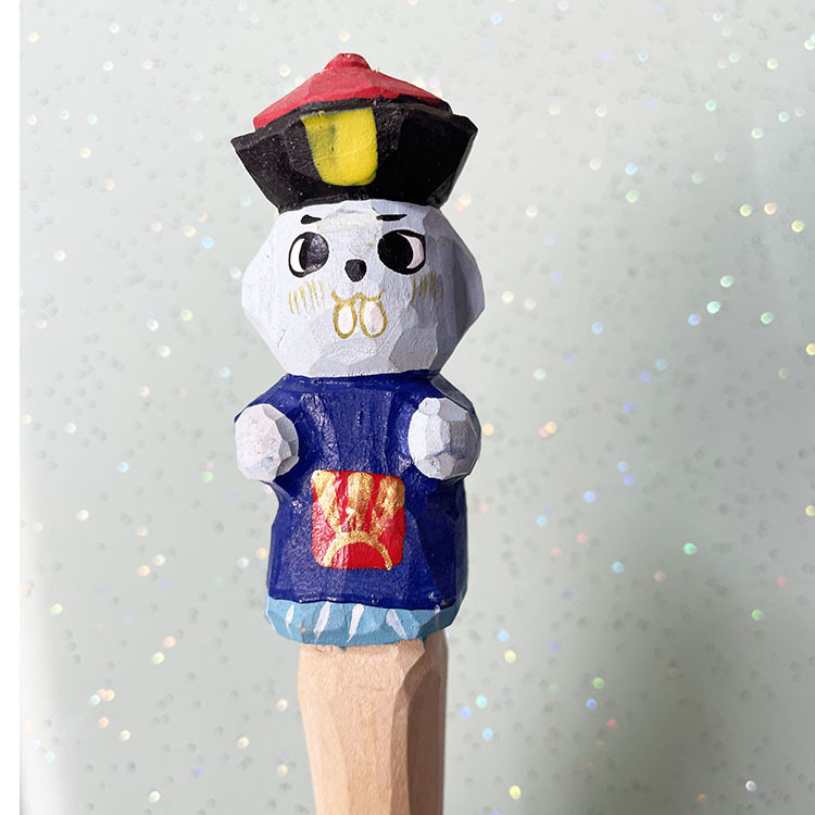 Jirafa elefante lindo animal de dibujos animados pluma tallada a mano creativa pluma de madera talla de madera pluma de gel DIY