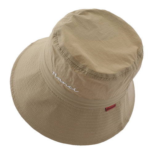 Summer Unisex Bucket Hat, Japanese Style Quick-Dry Workwear Waterproof Alphabet Embroidered Fisherman Hat, Outdoor Drawstring Sun Hat