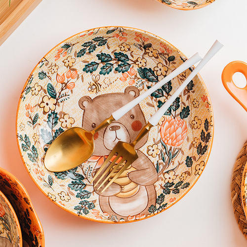 Xiaozuo bowl and plate set home creative Nordic ceramic bowl and chopsticks tableware set Internet celebrity bowl and plate combination
