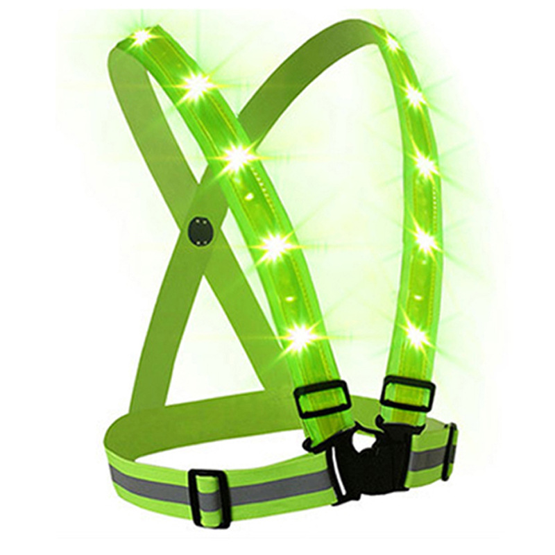 LED Chaleco de advertencia reflectante ropa de ciclismo ropa deportiva USB recargable LED luminoso Chaleco de la correa