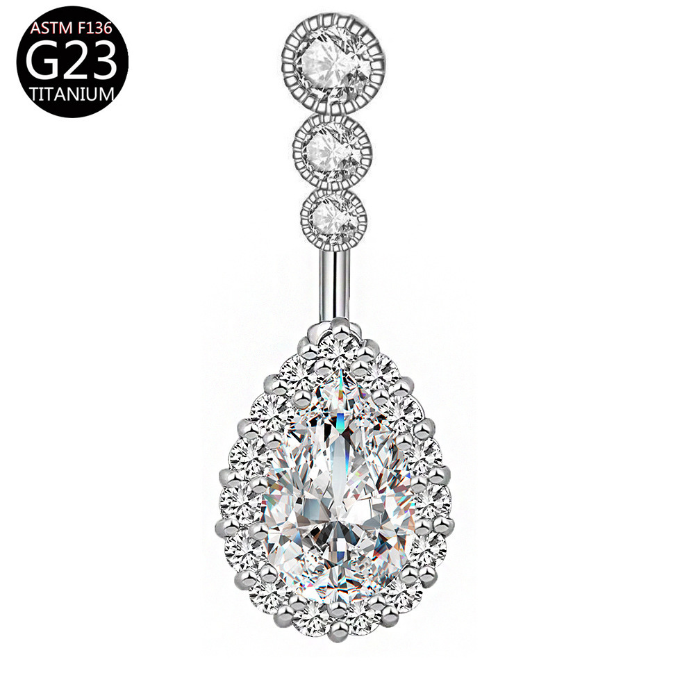 G23 へそリング愛の花蝶象嵌ジルコンへそリングヨーロッパとアメリカのクロスボーダー F136 ピアスジュエリー