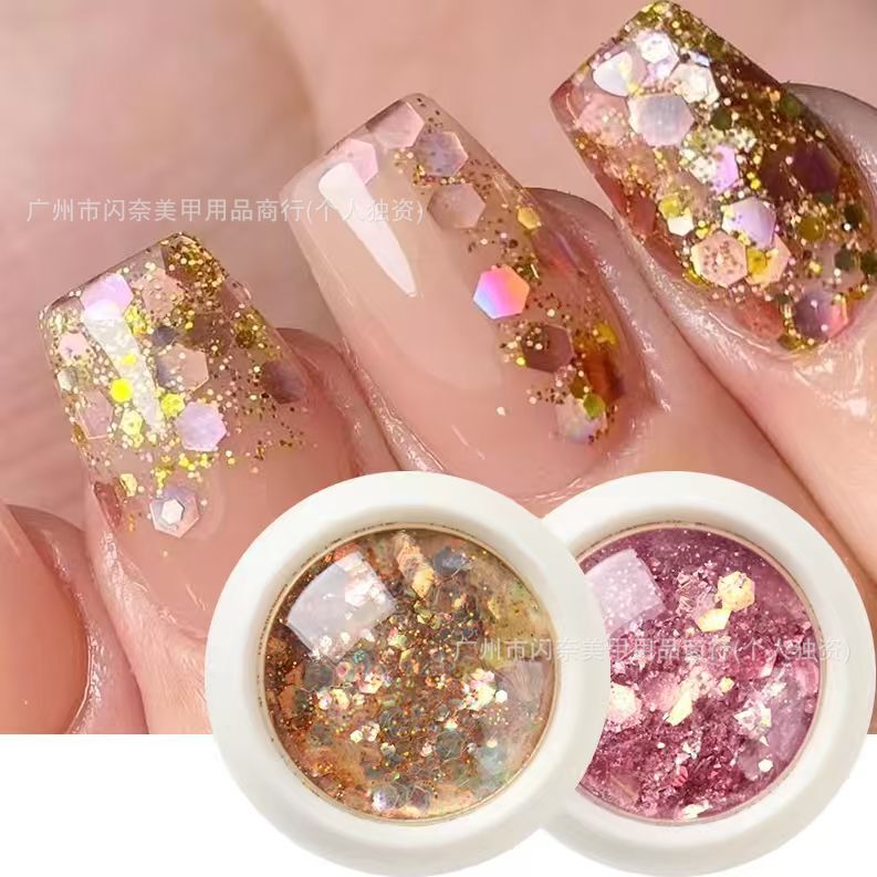 2-color set of holographic mermaid sequins for nail decoration, irregular hexagonal glitter sequins 2-color set of holographic mermaid sequins for nail decoration, irregular hexagonal glitter sequins