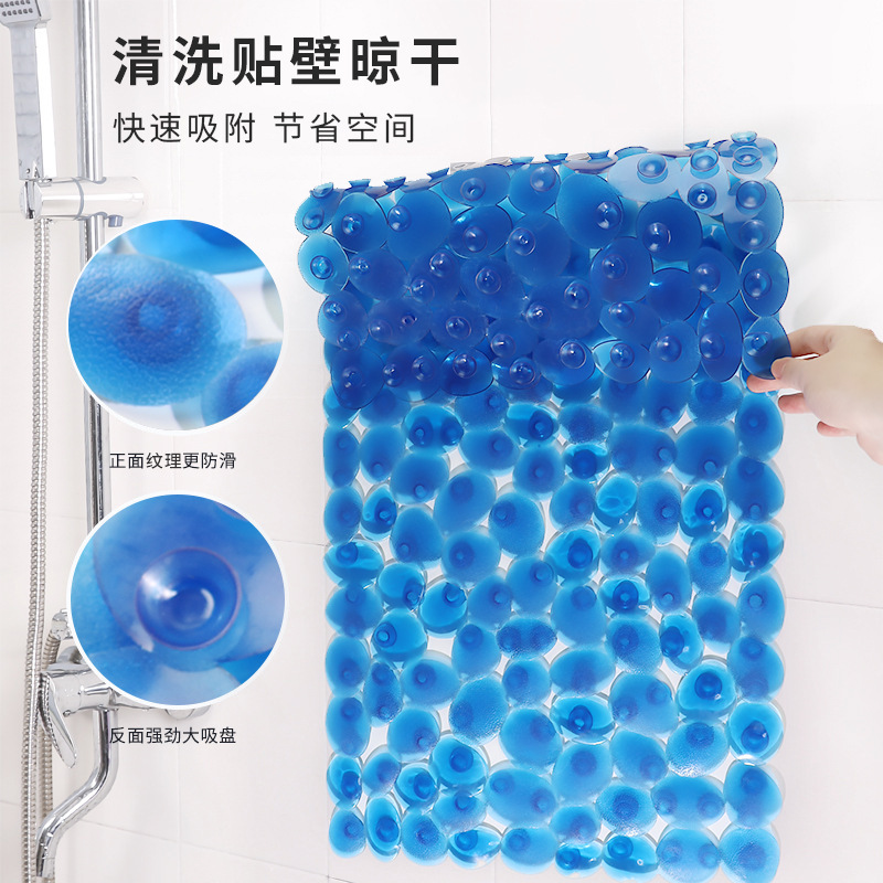 Alfombra antideslizante de baño directa de fábrica PVC gran ventosa Guijarro hueco suave PVC antideslizante textura pedal mat