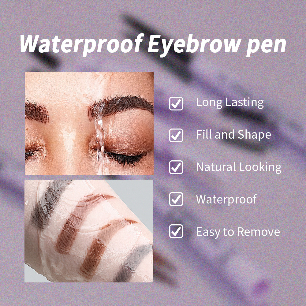 USHAS, lápiz de cejas de punto transfronterizo europeo y americano, doble cabezal, cepillo de cejas, cuchillo de cejas, resistente al agua, no es fácil de manchar y fácil de colorear UP009