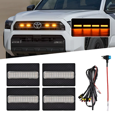 Suitable for 25 Toyota Speedmaster 4Runner Trd Sr5 Grille Led Small Yellow Lights Sr5 Grille Daytime Running Lights (Gündüz işıqları) - one-to-four-white-shell-yellow-light-with-fuse
