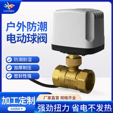 户外防潮电动阀220v黄铜二通丝扣球阀管道开关常闭水阀铜球阀