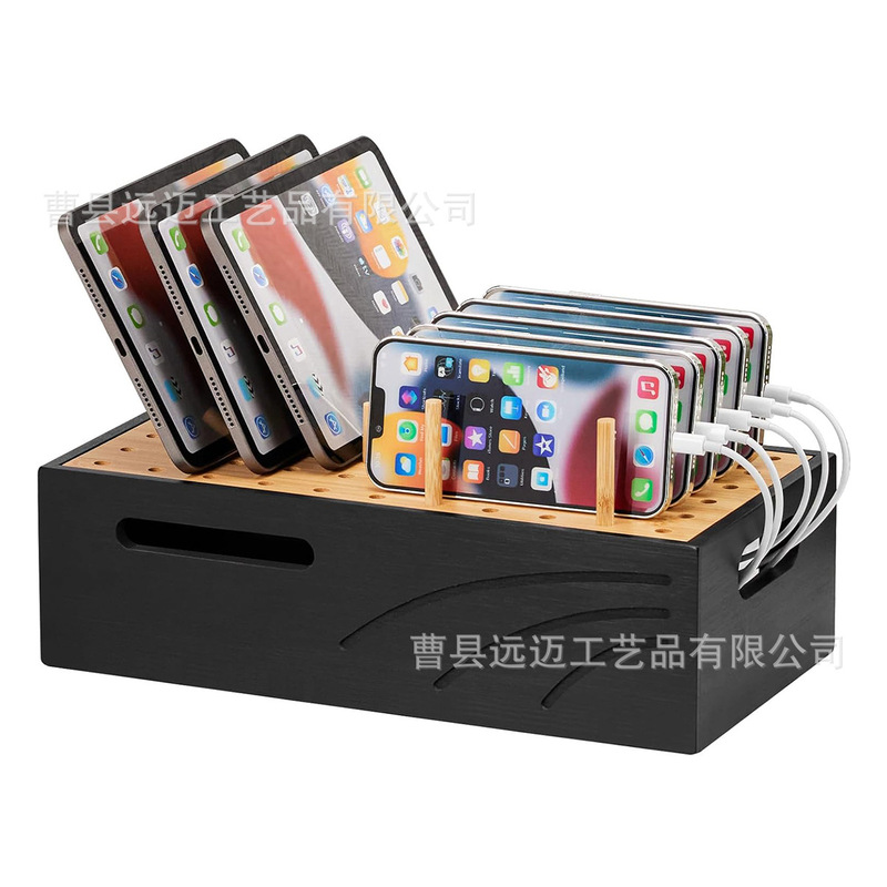 Bamboo Charging Station Various Devices Charger Station Storage Rack Desktop Dock Rack Mobile Phone Tablet PC Stand