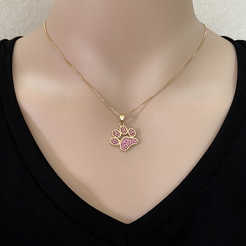Korean Style Ins Zircon Catu0027s Paw Necklace Europe and America Cross Border Simple Niche Design C
