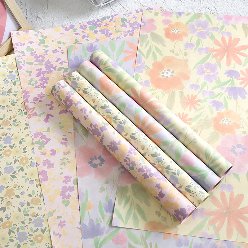 Nuevo papel de embalaje de flores picadas idílico papel de embalaje de flores en red atmósfera sensación de papel de arte florista materiales de flor