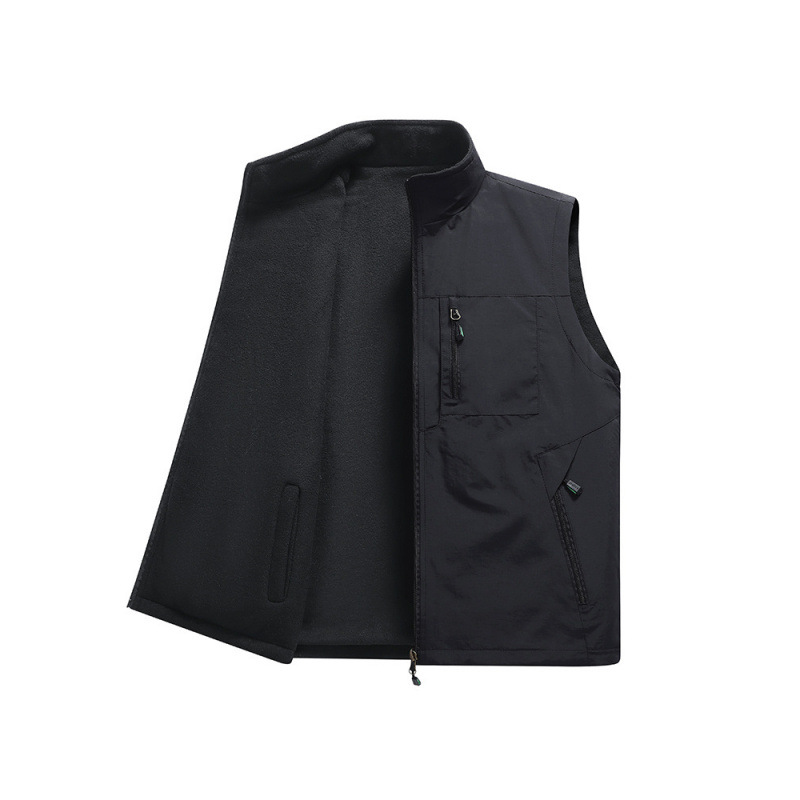 Invierno nuevo estilo al aire libre más chaleco de doble cara de terciopelo para hombres con múltiples bolsillos chaleco suelto de tamaño grande para jóvenes y de mediana edad