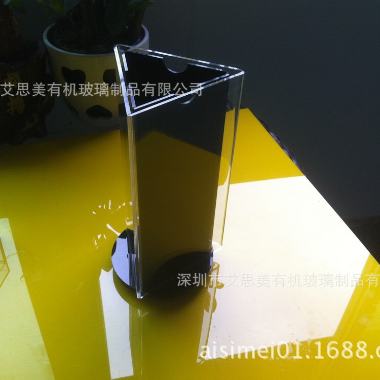 旋转餐牌生产厂家 亚加力三角型旋转展示架 亚克力酒水价格旋转牌