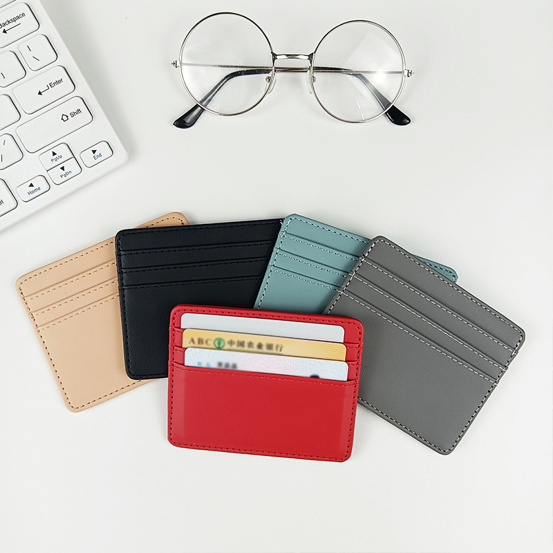 Ultra-thin card holder, multi-functional card slot, small card holder, multiple card slots, compact business exquisite waterproof leather pu card holder for women