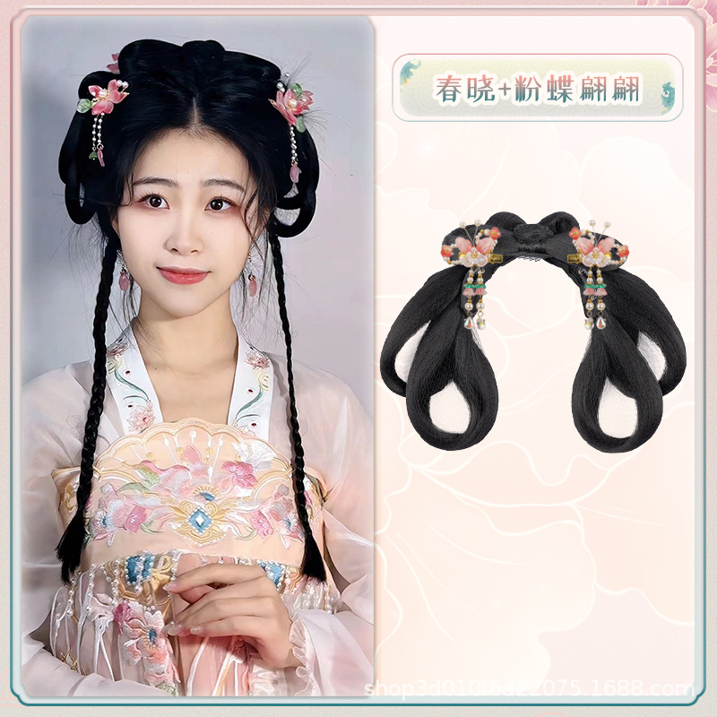 Chunxiao 부드러운 헤어 롤빵 핑크 나비 우아한 헤어 액세서리 쌍