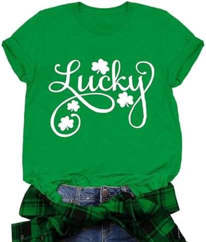 Independent Site European Size Women's St. Patrick's Day Shirt Clover Lucky T-Shirt Irish Four-Leaf Clover Saint Patrick's Day