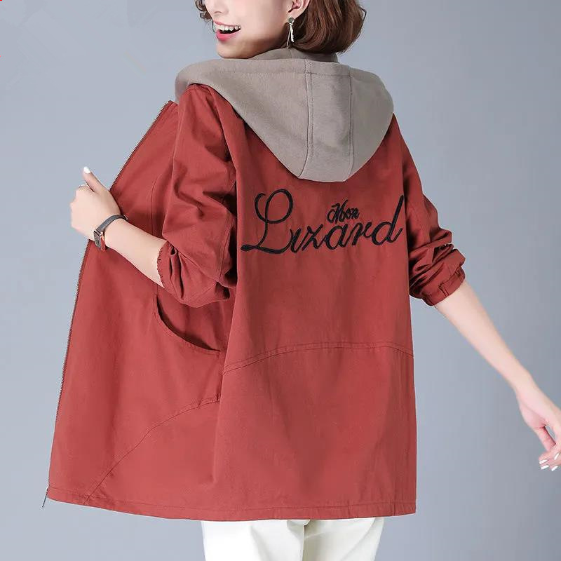 Autumn/Winter Thick Embroidered Color-Blocked Jacket for Women, New Style, Fashionable, Slimming, Mid-Length, Plus Size Coat