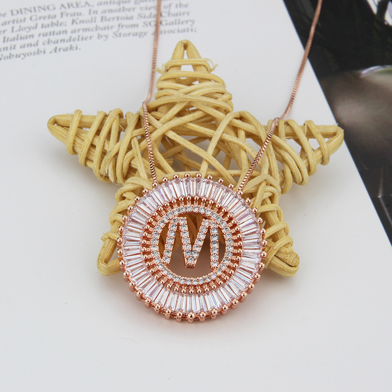 rose gold 26 English alphabet necklace