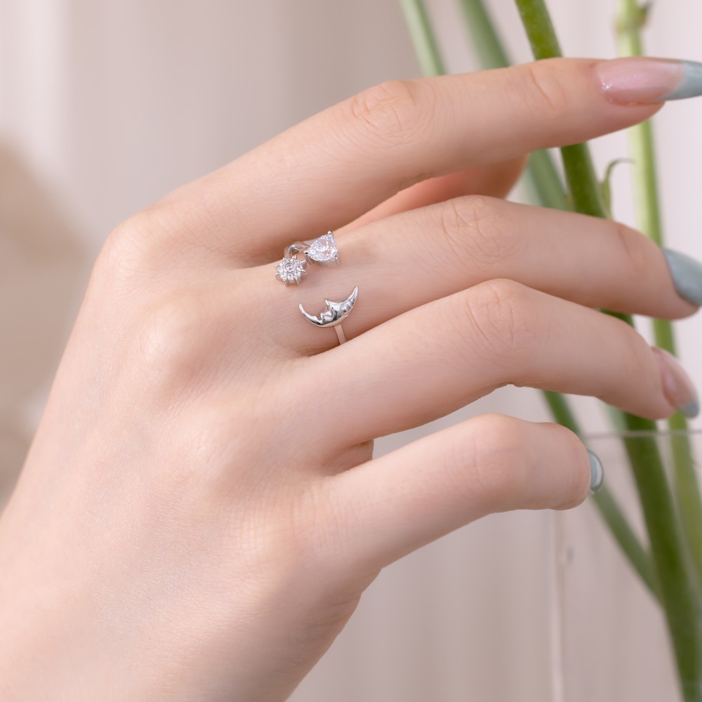 6g Weight Zircon Inlay Material Open Rings Classification Adjustable Ring Size 1 Piece Quantity Holiday, Daily Occasion 925 Sterling Silver Material Geometric Pattern Women's Gender Plating, Inlay Design Basic, Modern Style, Classic Style Style 925 Sterling Silver Zircon Geometric Open Rings 24