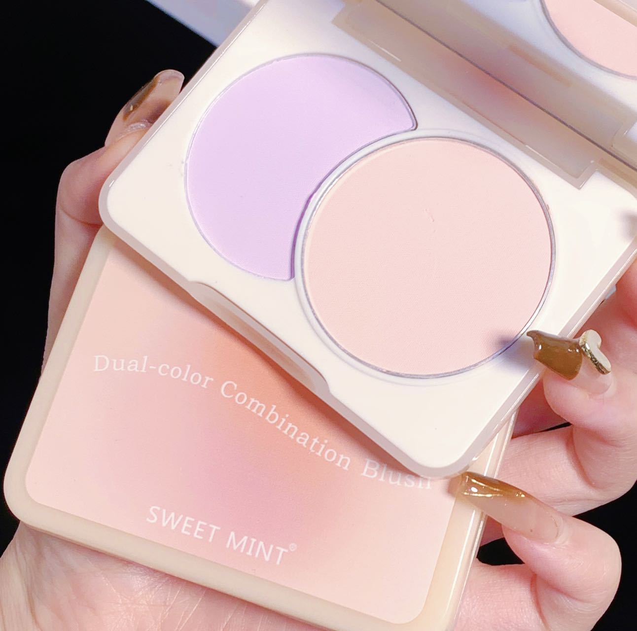 SWEET MINT Two-color Blush for female beginners, student, affordable, high-end look, contactor, high gloss, matte, purple and blue cheeks undefined