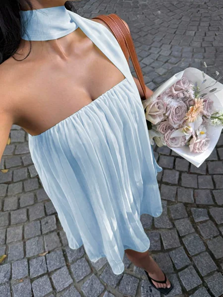 2026 European and American Cross-Border Hot-Selling Women's Fashion Backless Elegant Sexy Independent Site Aliexpress Chiffon Dress