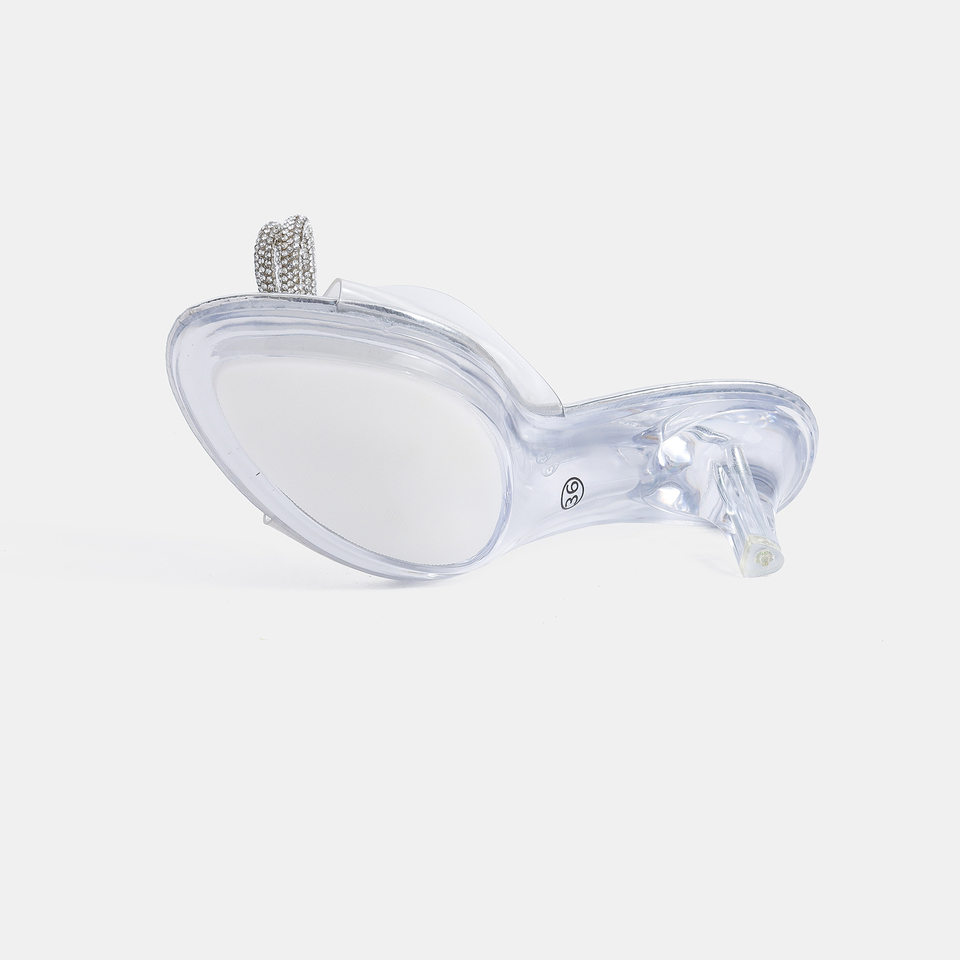 Dép sandal nữ quai ngang gót nhọn trong suốt hở mũi phong cách Hàn Quốc, gót 6–8 cm — Màu bạc chi tiết 5
