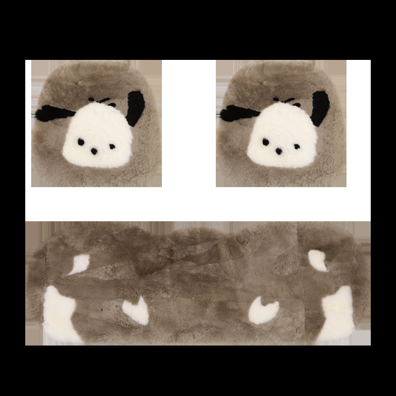 Pure wool car cushion single piece winter fur integrated three-piece car cushion warm plush seat cushion rear row strip