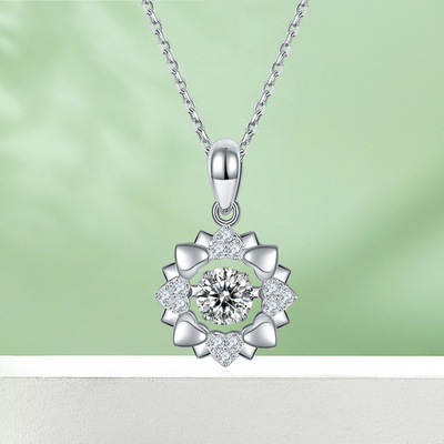 S925纯银配饰项链灵动欢喜款50分吊坠轻奢复古送礼莫桑项链批发