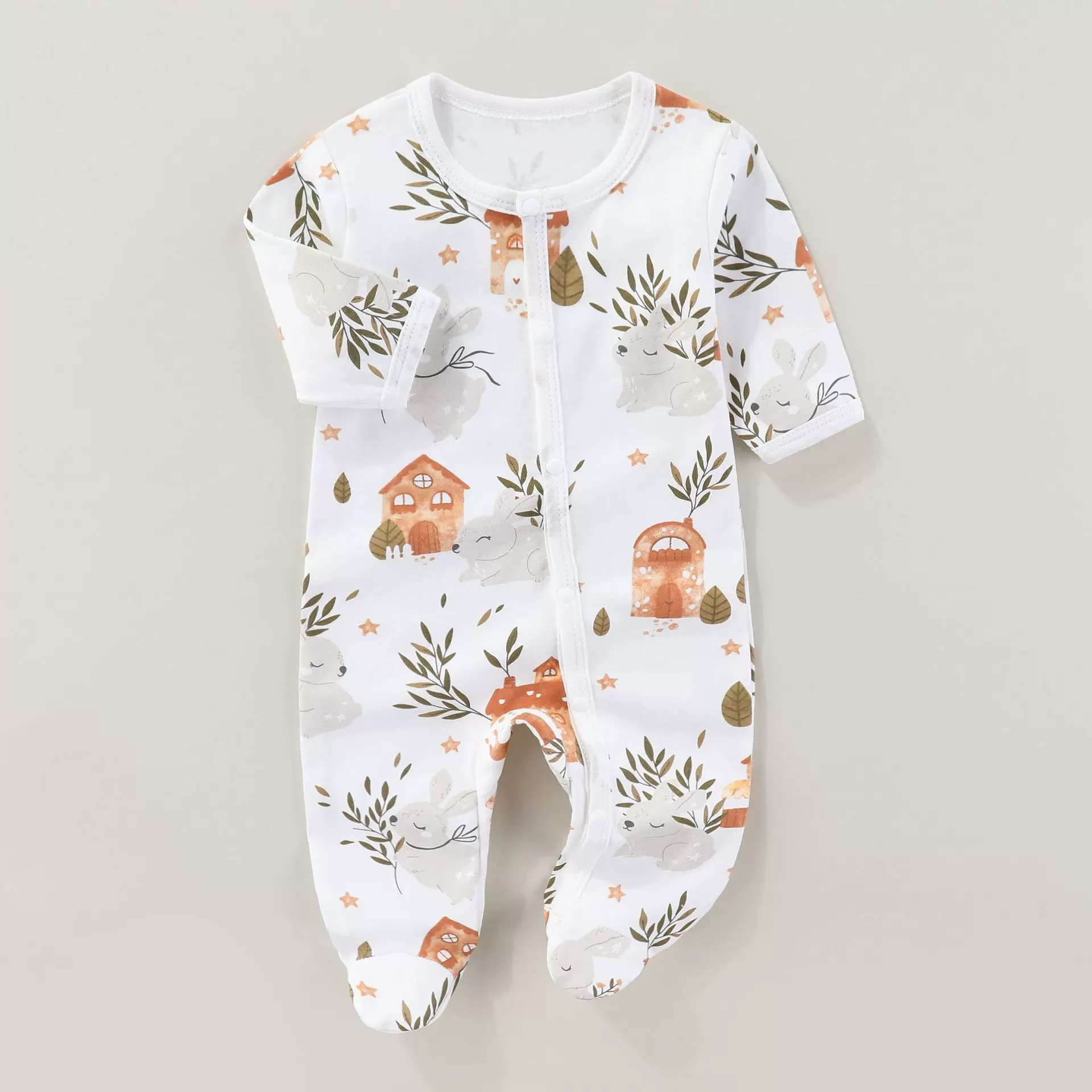 新生儿衣服春秋哈衣长袖连体包脚爬服韩版宝宝衣服纯棉 婴儿衣服